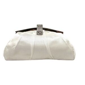 VTG White Satin Pleated Ladies Clutch bag 1980s NWT